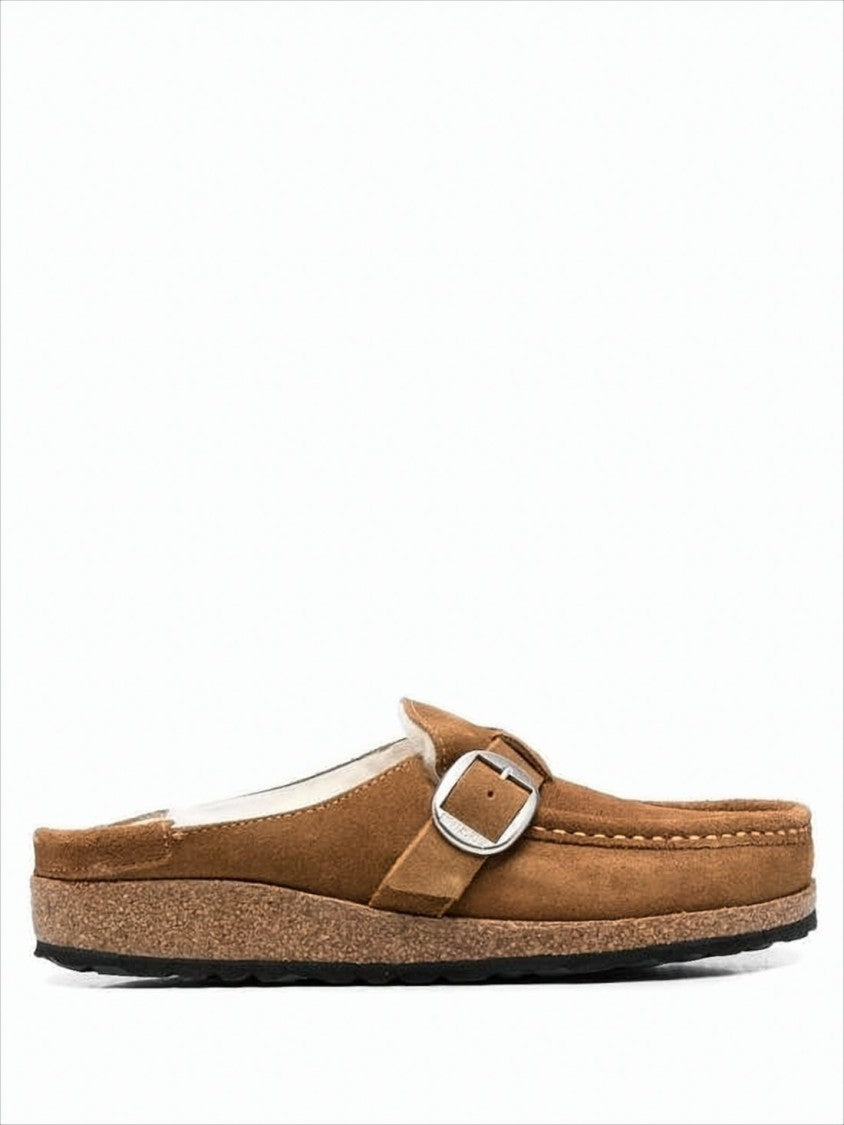 Birkenstock Brown Suede Mule With Silver Buckle