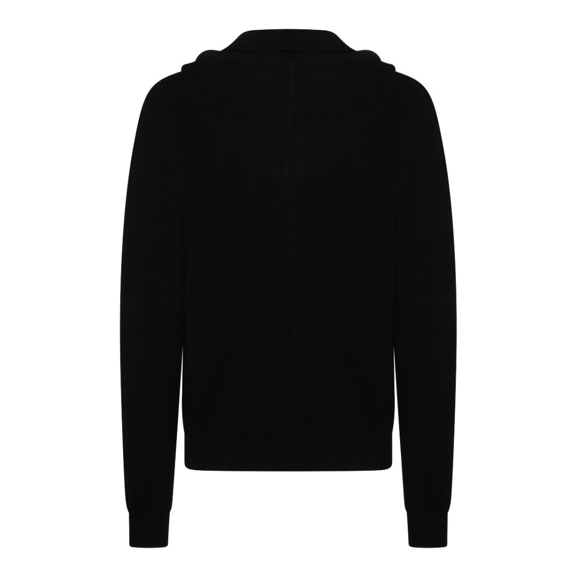 Rick Owens Black Wool Hooded Zip Sweater