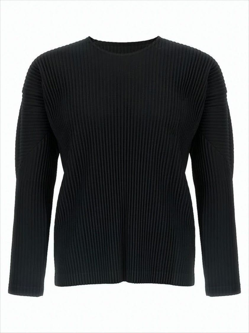 Homme Plissé Issey Miyake Vertical Pleated Long-Sleeve T-Shirt With Sculptural Textures