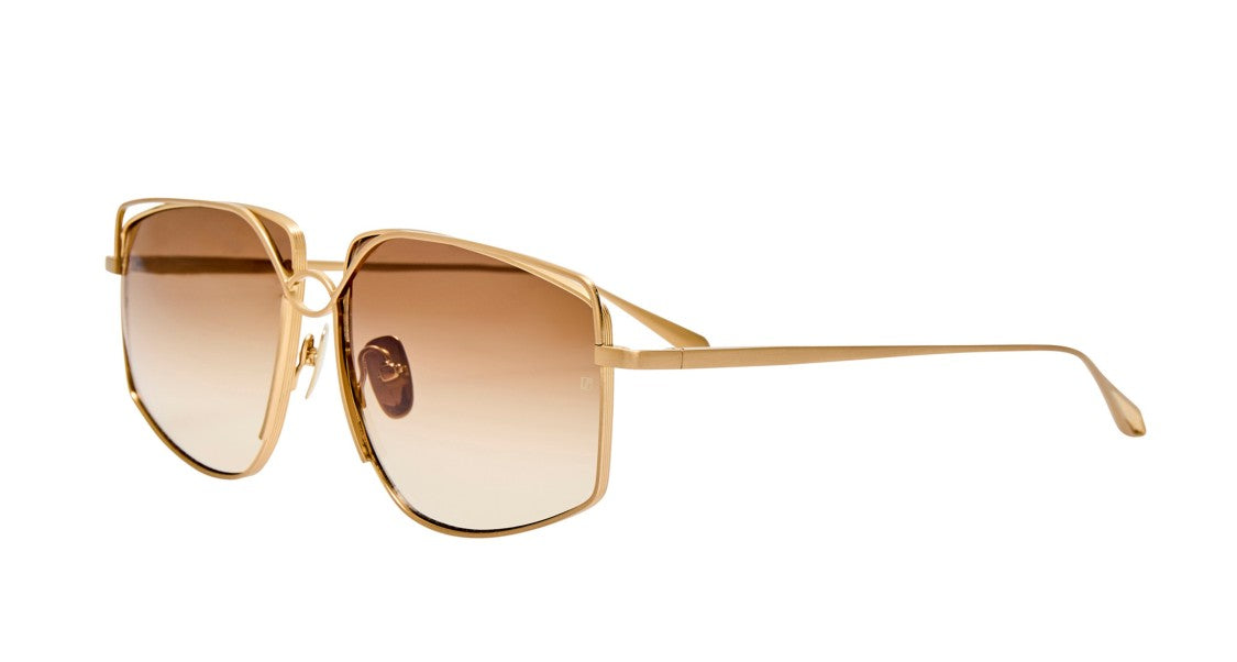 Linda Farrow Lfl Geometric Titanium Sunglasses With Polished Gold Finish