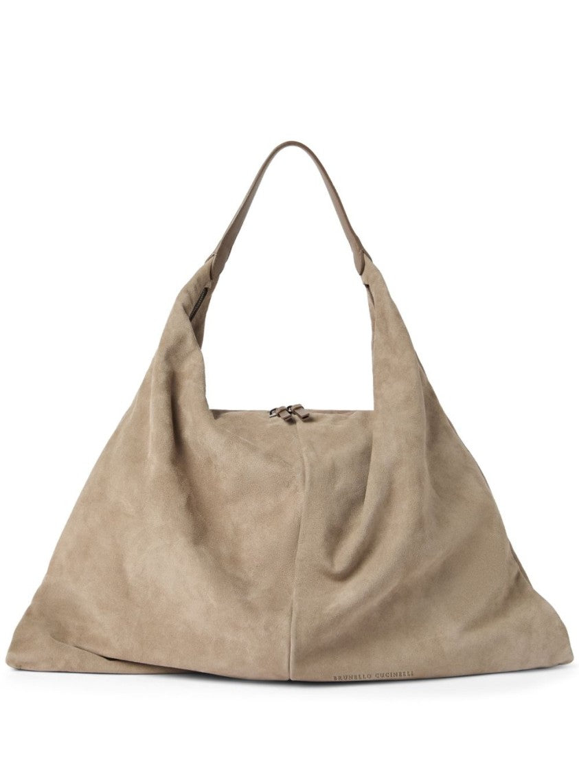 Brunello Cucinelli Suede Bag With Two-Way Zip Fastening