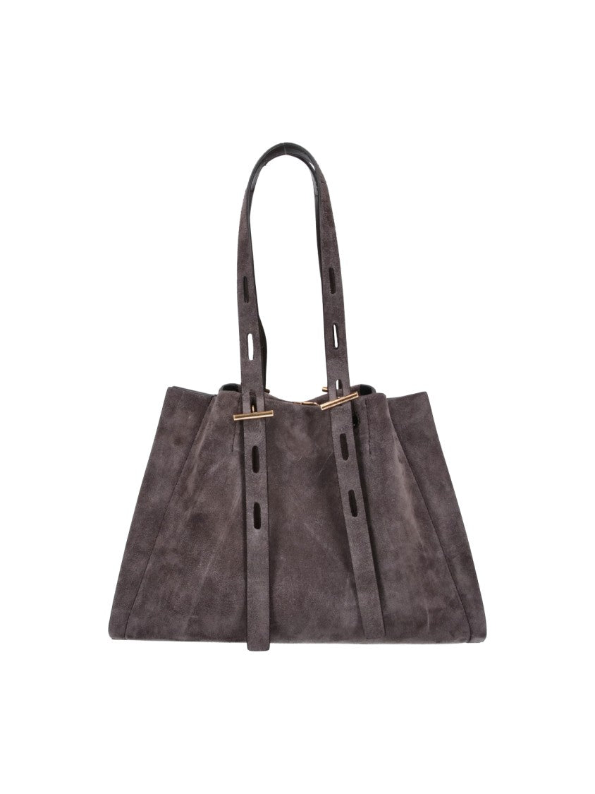 Minobossi Brown Paulina Calfskin Suede Double-Handle Handbag