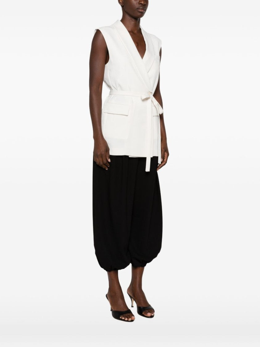 Parosh Double-Breasted Cady Vest With Removable Waist Belt