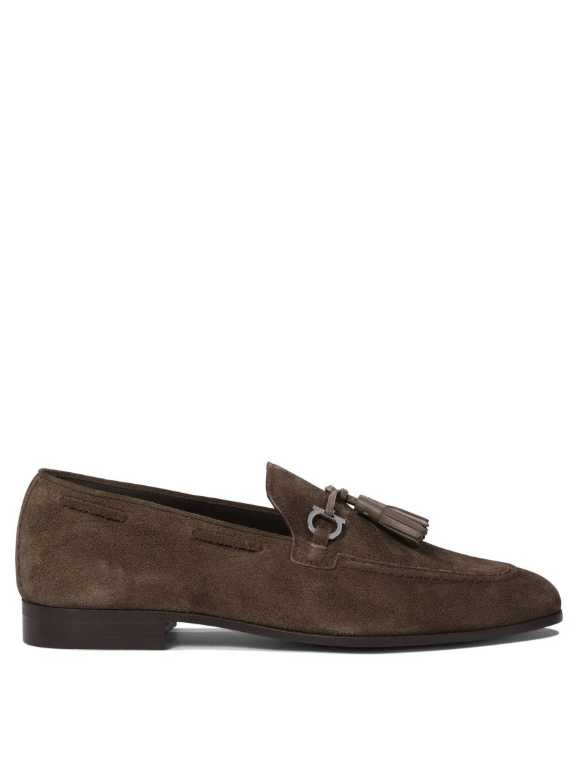 Ferragamo Brown Suede And Leather Loafers