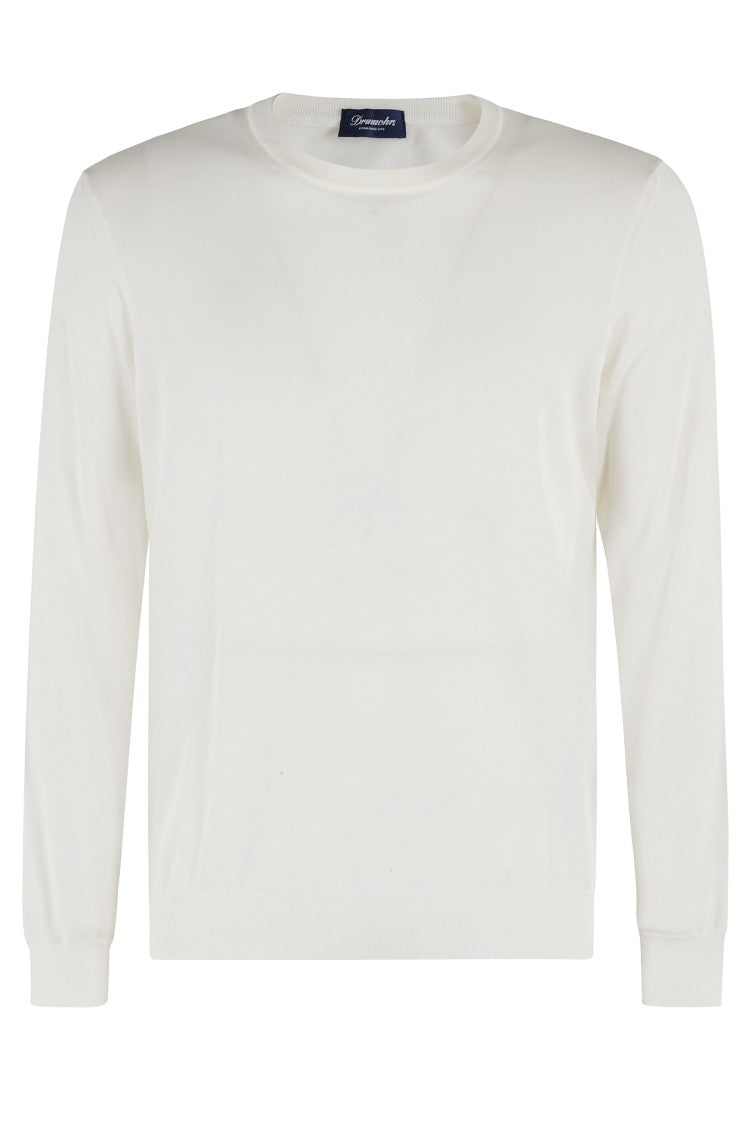 Drumohr Smooth Knit Sweater With Ribbed Cuffs