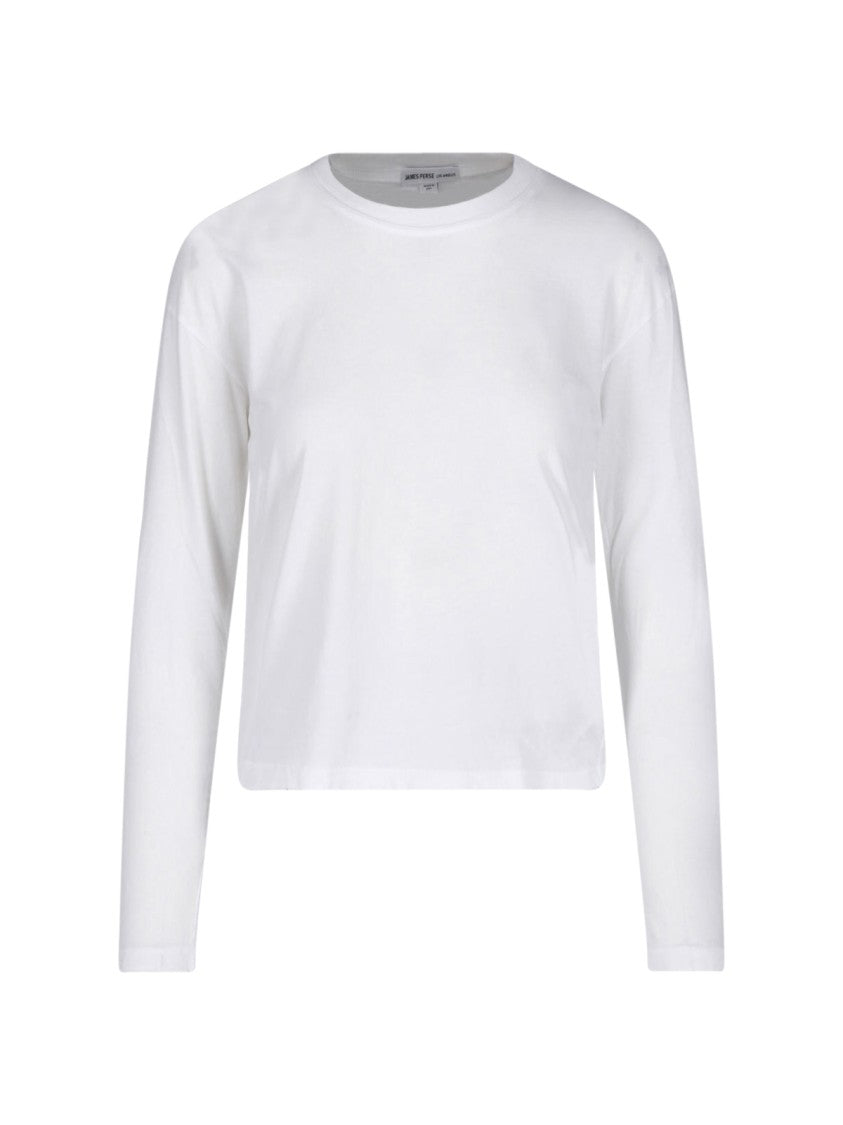 James Perse White Long-Sleeve Soft Cotton T-Shirt