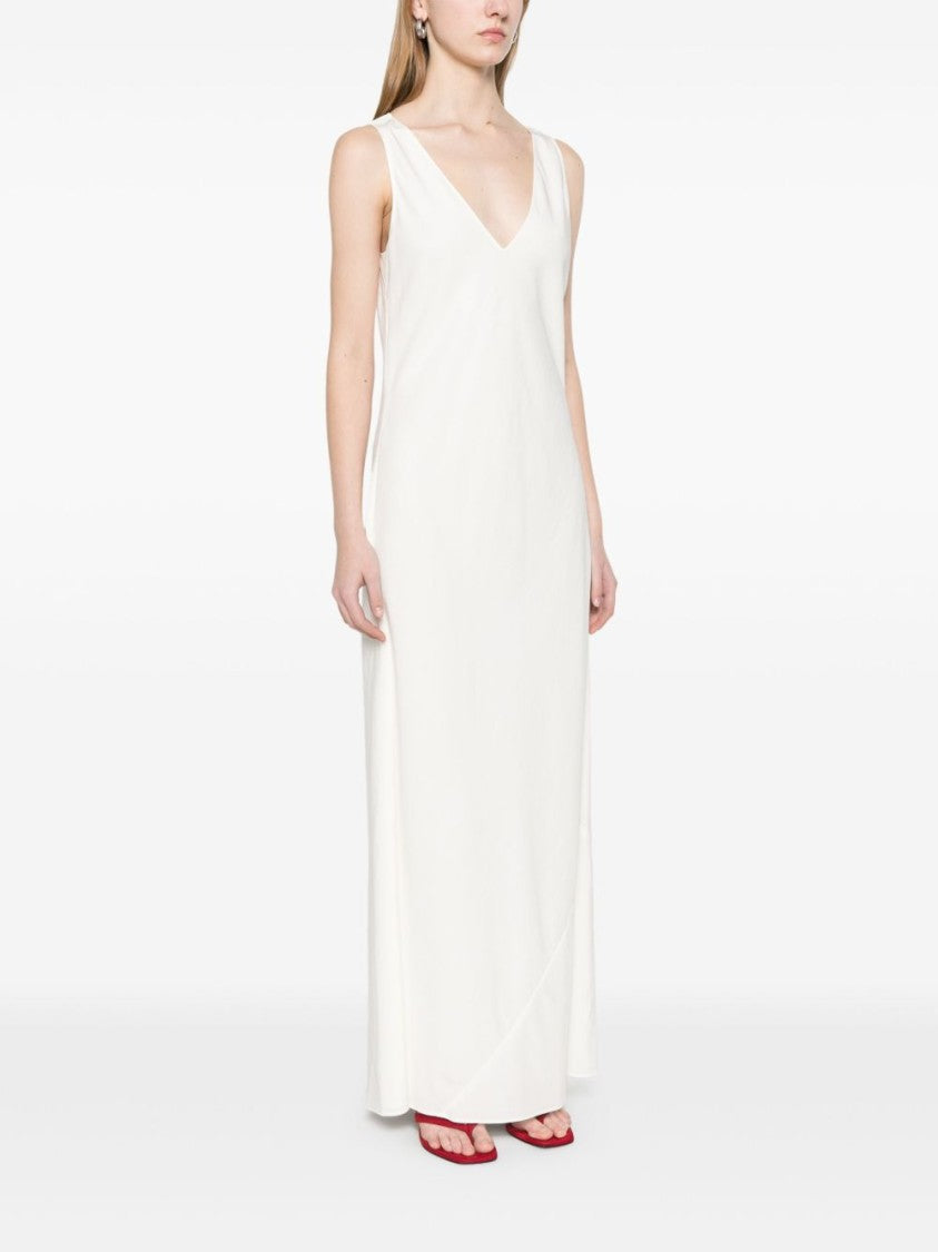 Calvin Klein Tech Texture Bias Ankle Dress With V-Neck And Sleek Silhouette