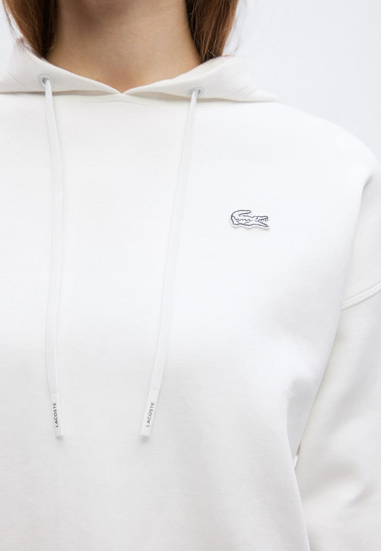 Lacoste White Oversized Minimalist Hooded Sweatshirt