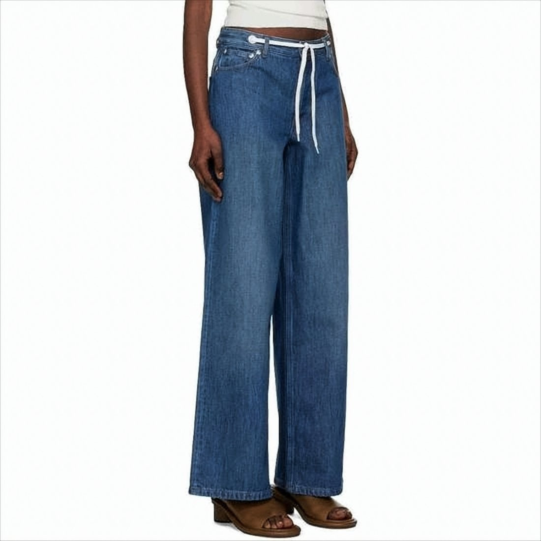 A.P.C. High-Waisted Wide-Leg Denim Pants With Drawstring Belt
