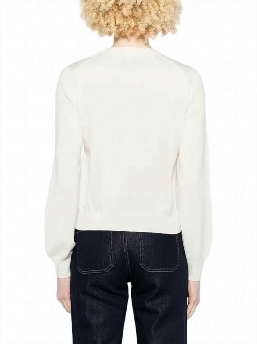 Maison Kitsuné Navy Merino Wool Fox Motif Cardigan