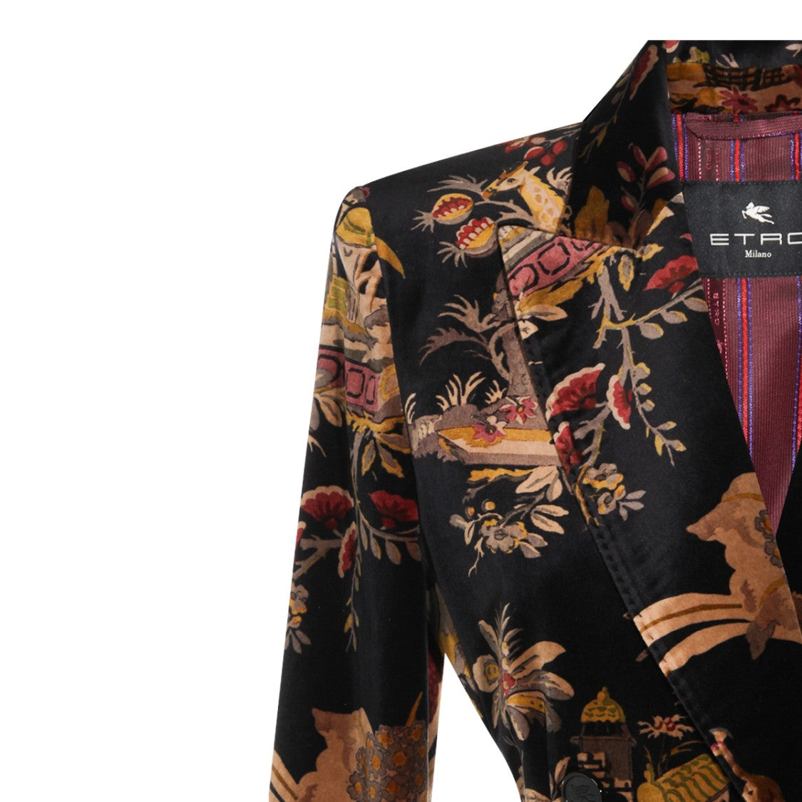 Etro Floral Pattern Double Breasted Blazer With Tailored Silhouette