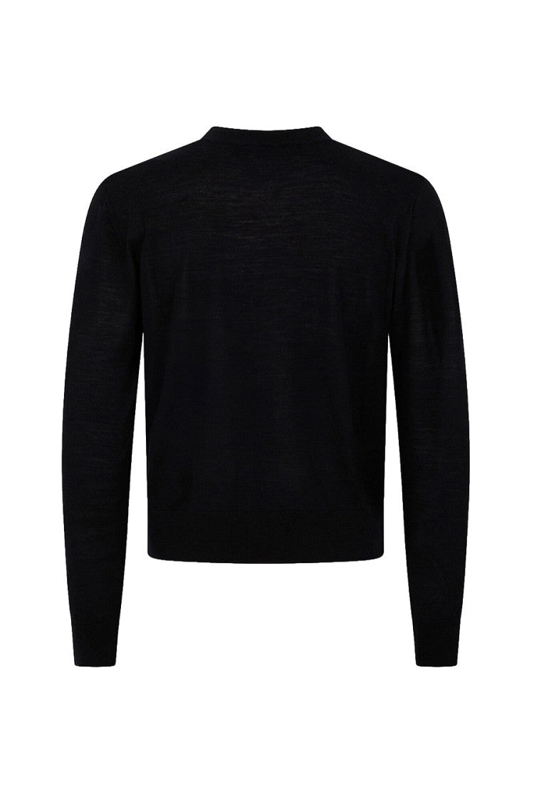 Dsquared2 Black Crewneck Tonal Logo Wool Sweater