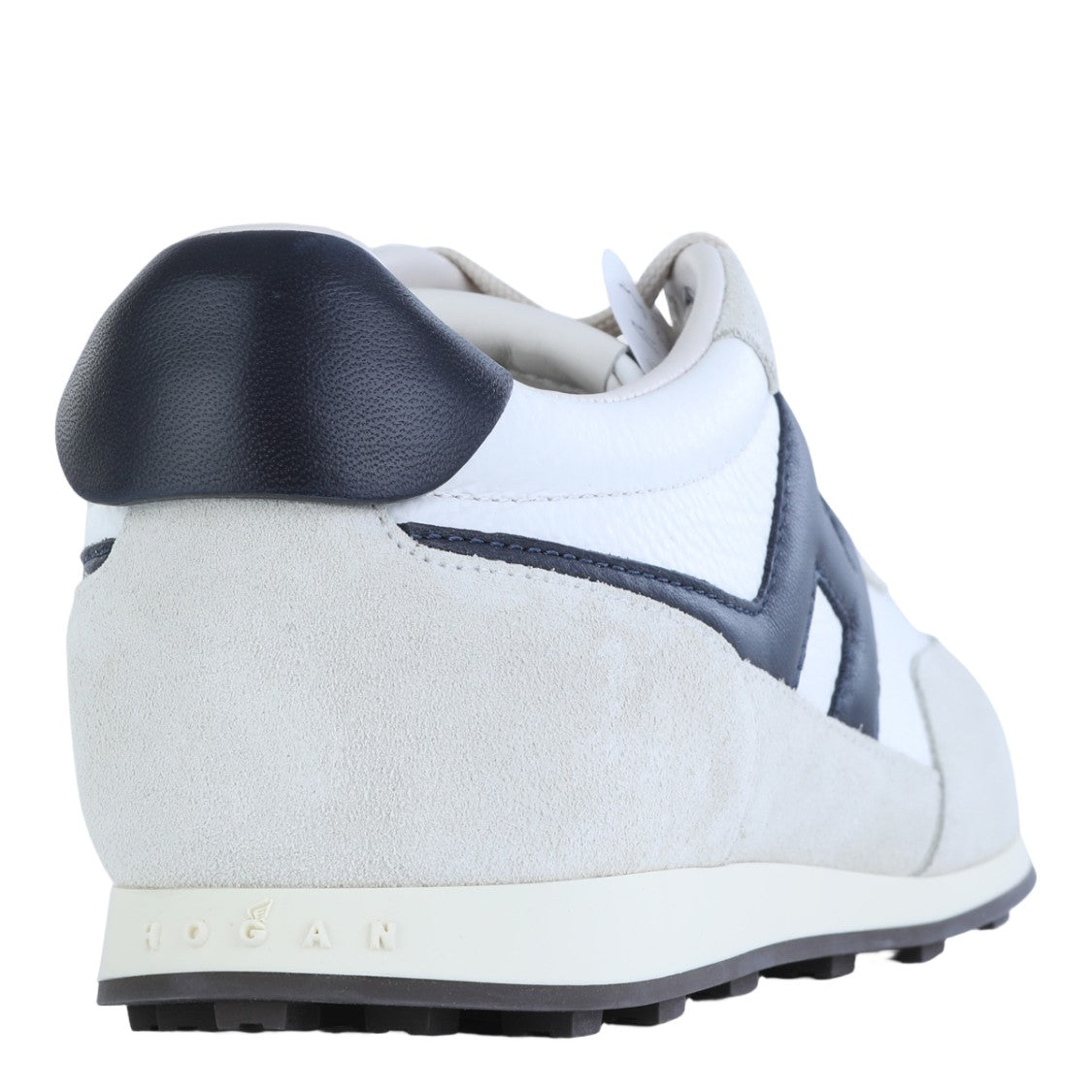 Hogan White Sneakers With Grey Suede Overlays