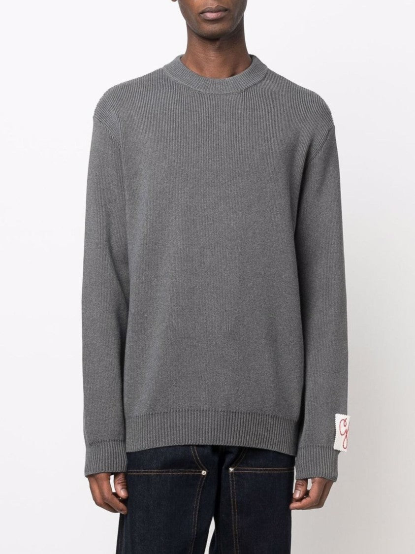 Golden Goose Grey Ribbed Finishes Cotton Sweater