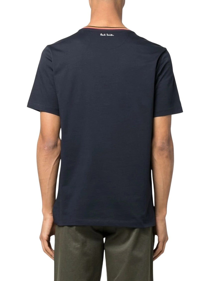 Paul Smith Black Artist Stripe Collar Cotton T-Shirt