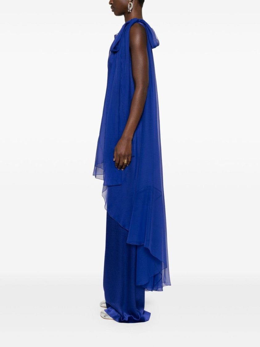 Alberta Ferretti Blue Trousers With Flowing Overlay