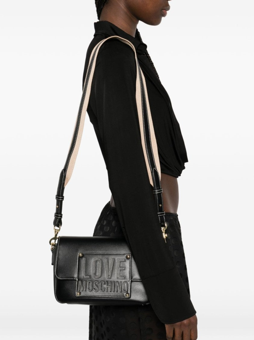 Love Moschino Rectangular Shoulder Bag With Embossed Panel And Adjustable Strap