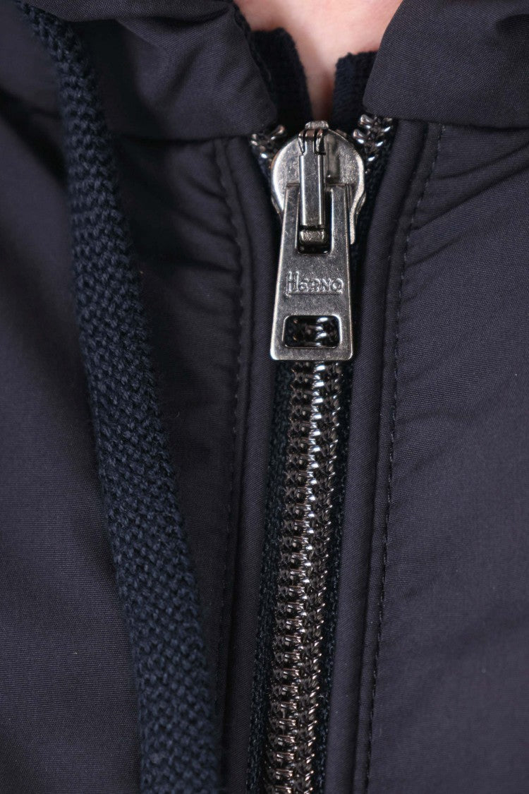Herno Blue Bi-Material Technical Bomber Jacket