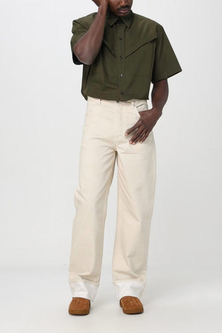 Bottega Veneta Dark Green Western Yoke Flap Pockets Cotton Shirt