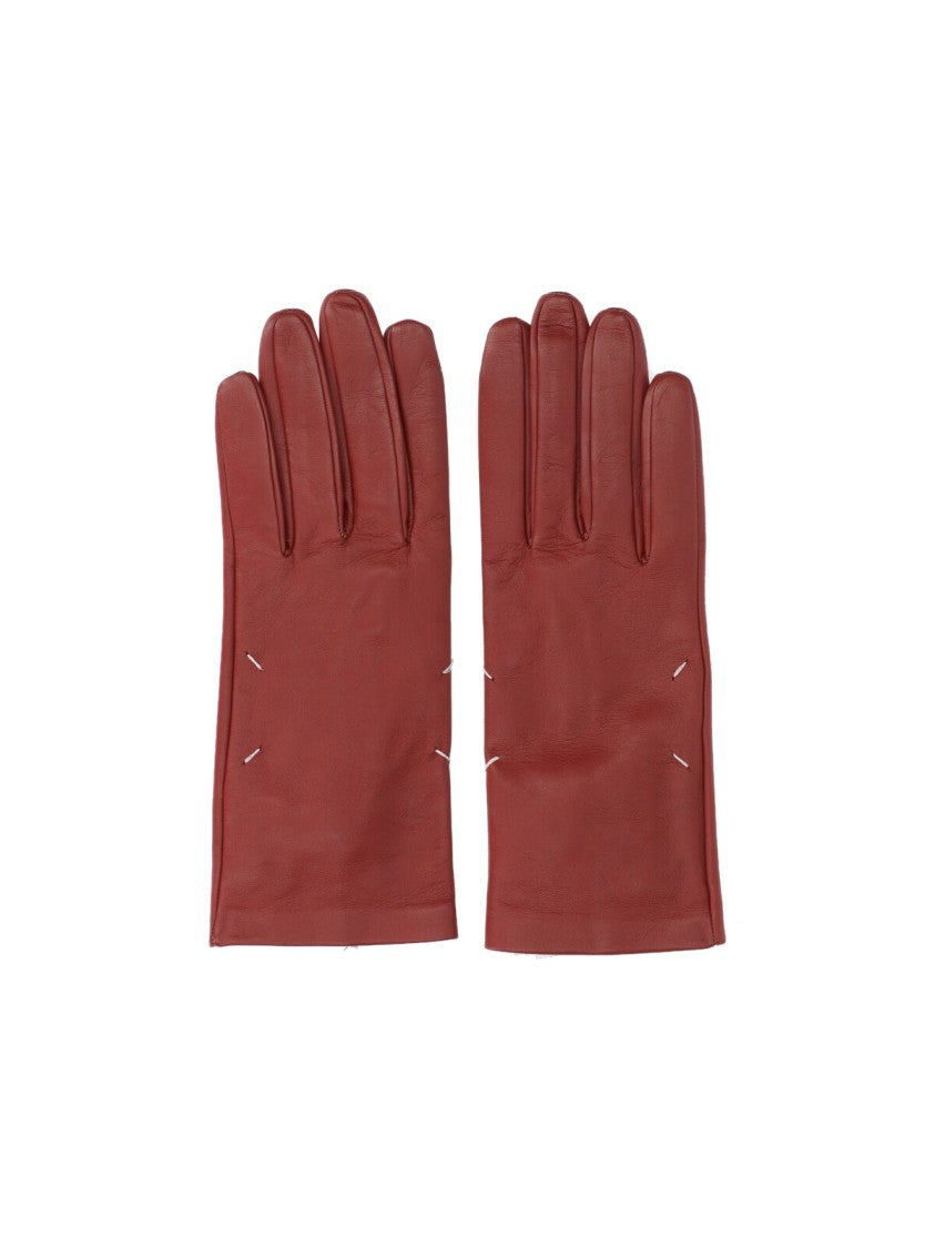 Maison Margiela Classic Red Leather Gloves