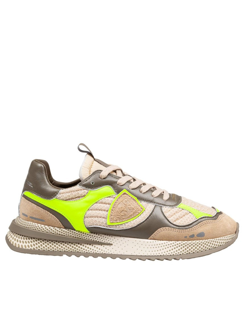 Philippe Model Military Green/Yellow Leather Olympique Sneakers