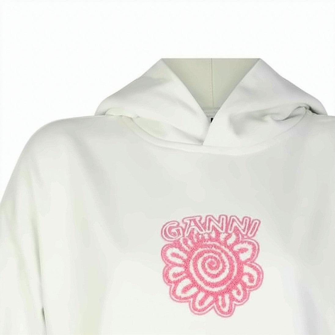 Ganni Relaxed Fit Hoodie With Embroidered Floral Design