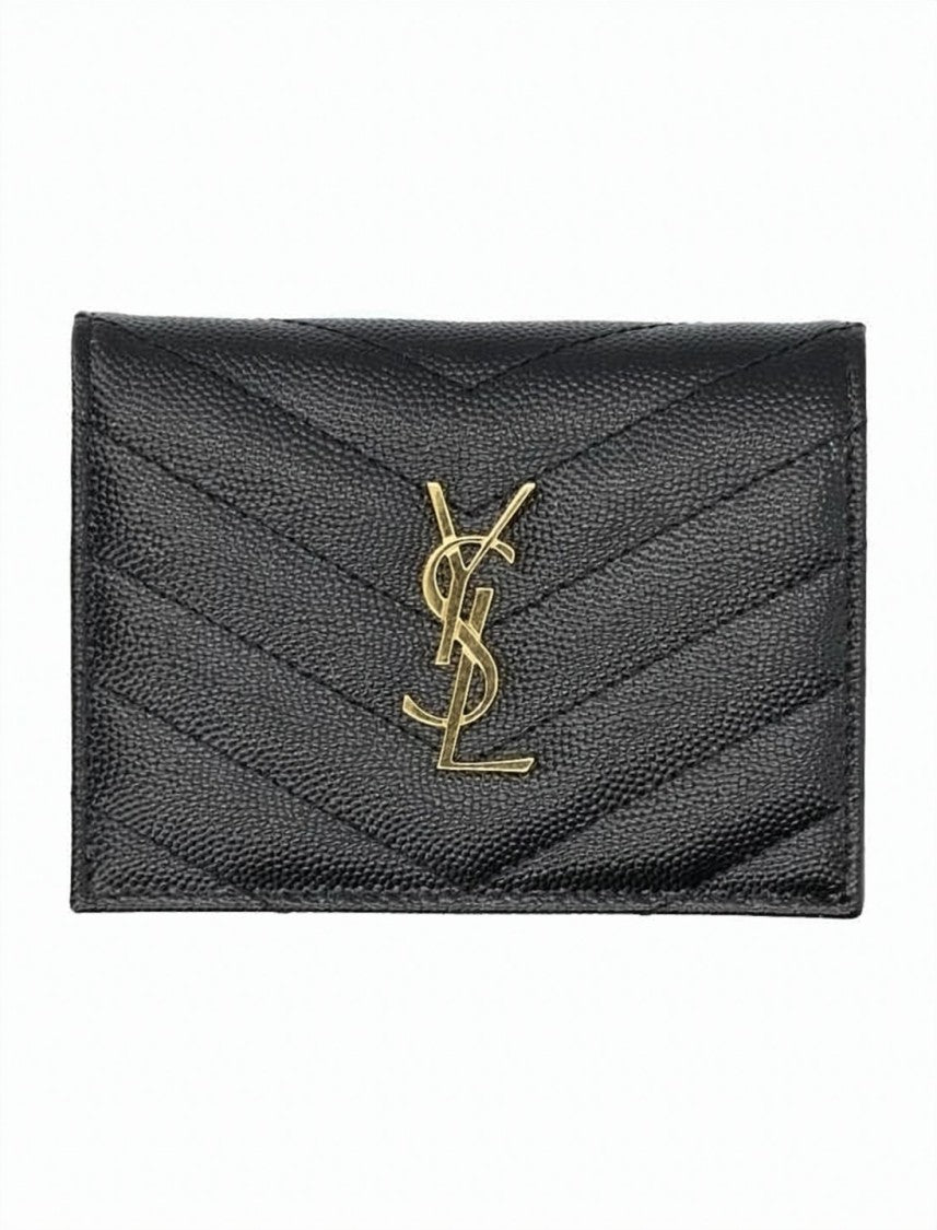 Saint Laurent Chevron Quilted Calf Leather Wallet