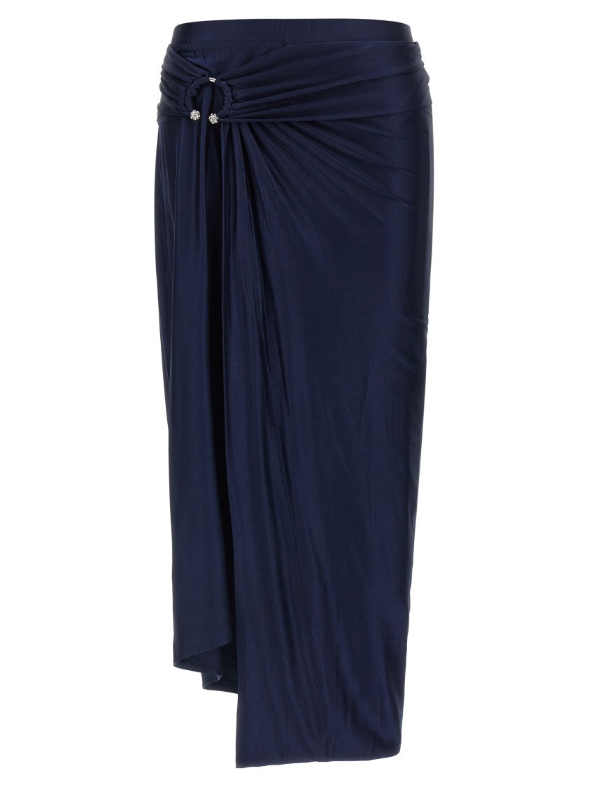 Paco Rabanne Satin Viscose Jersey Midi Skirt