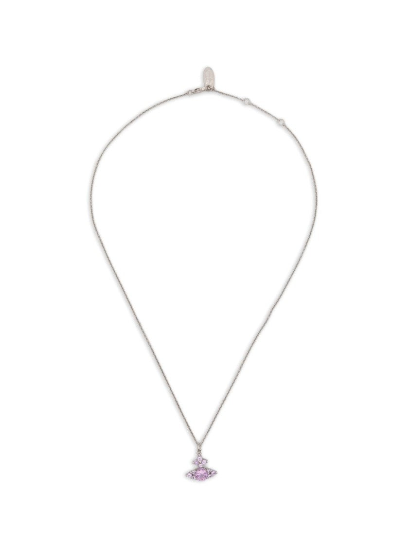 Vivienne Westwood Intricate Silver-Tone Necklace With Light Purple Gemstone Pendant
