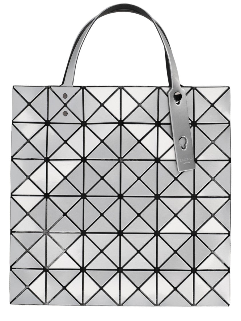 Bao Bao Issey Miyake Geometric Silver Tote Bag With Reflective Finish And Minimalist Design