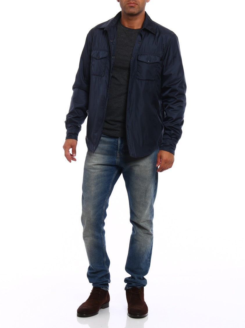 Aspesi Navy Padded Lightly Padded Nylon Shirt Jacket