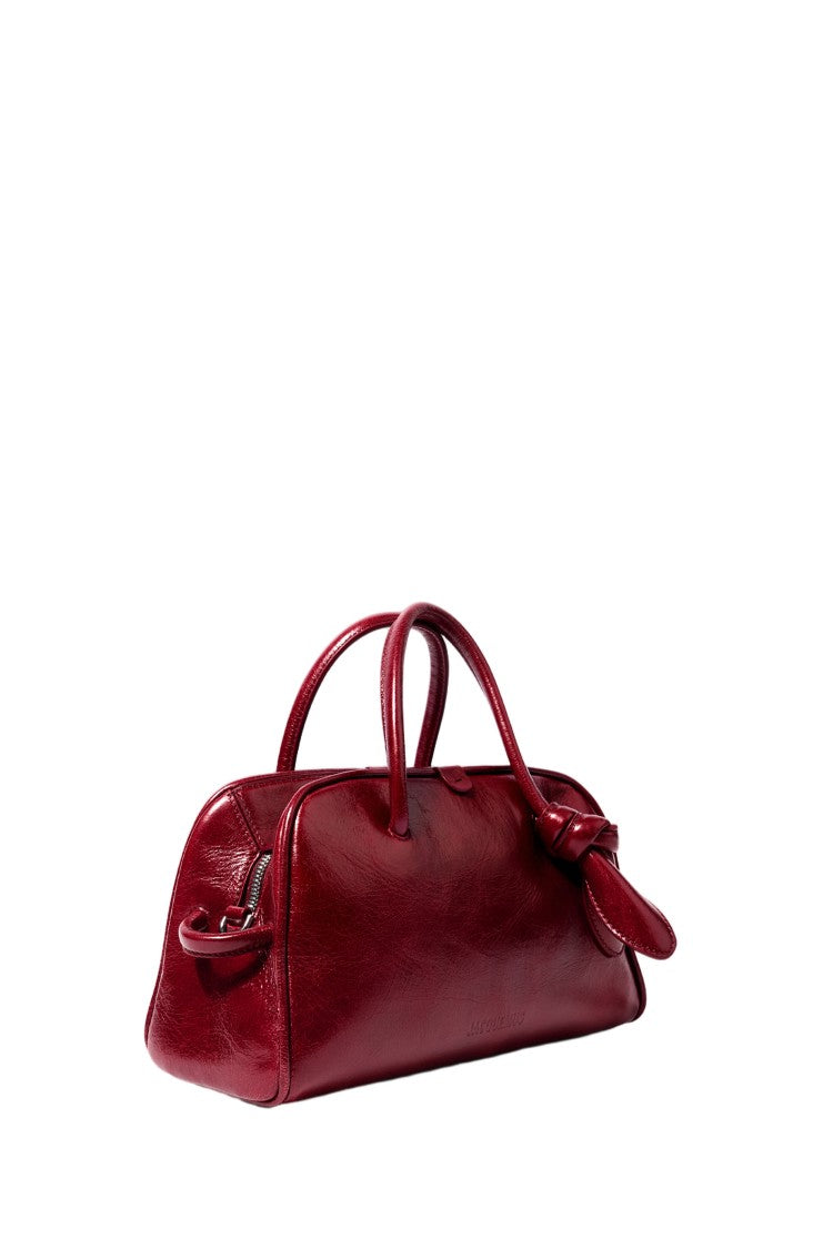 Jacquemus Structured Glossy Cow Leather Mini Bowling Bag