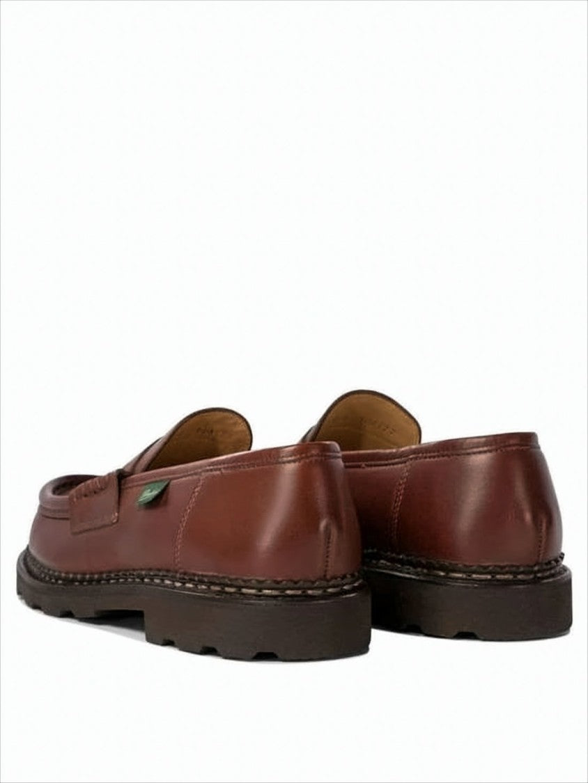 Paraboot Classic Brown Loafers With Moccasin Stitching