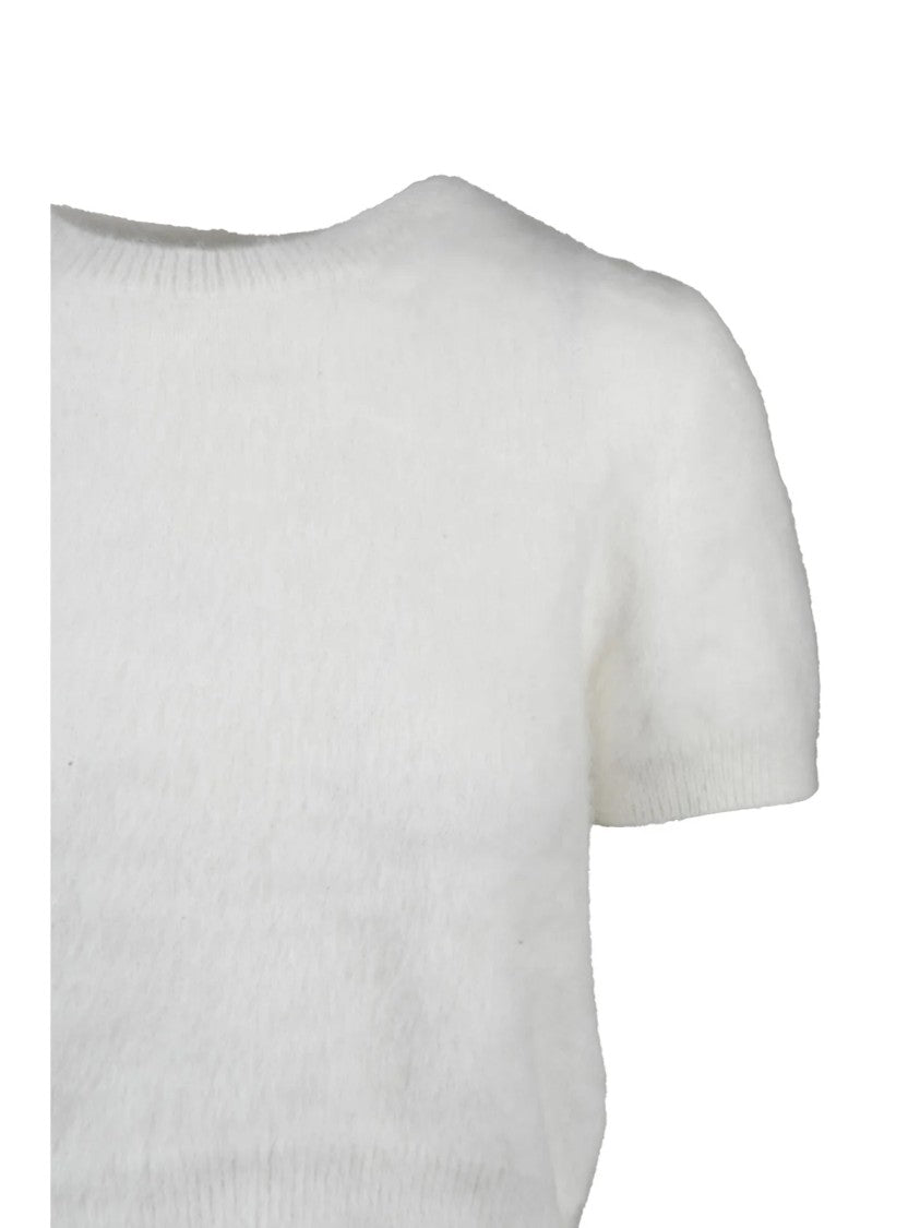 Maison Margiela Soft Angora Blend Crew Neck Sweater With Ribbed Trims
