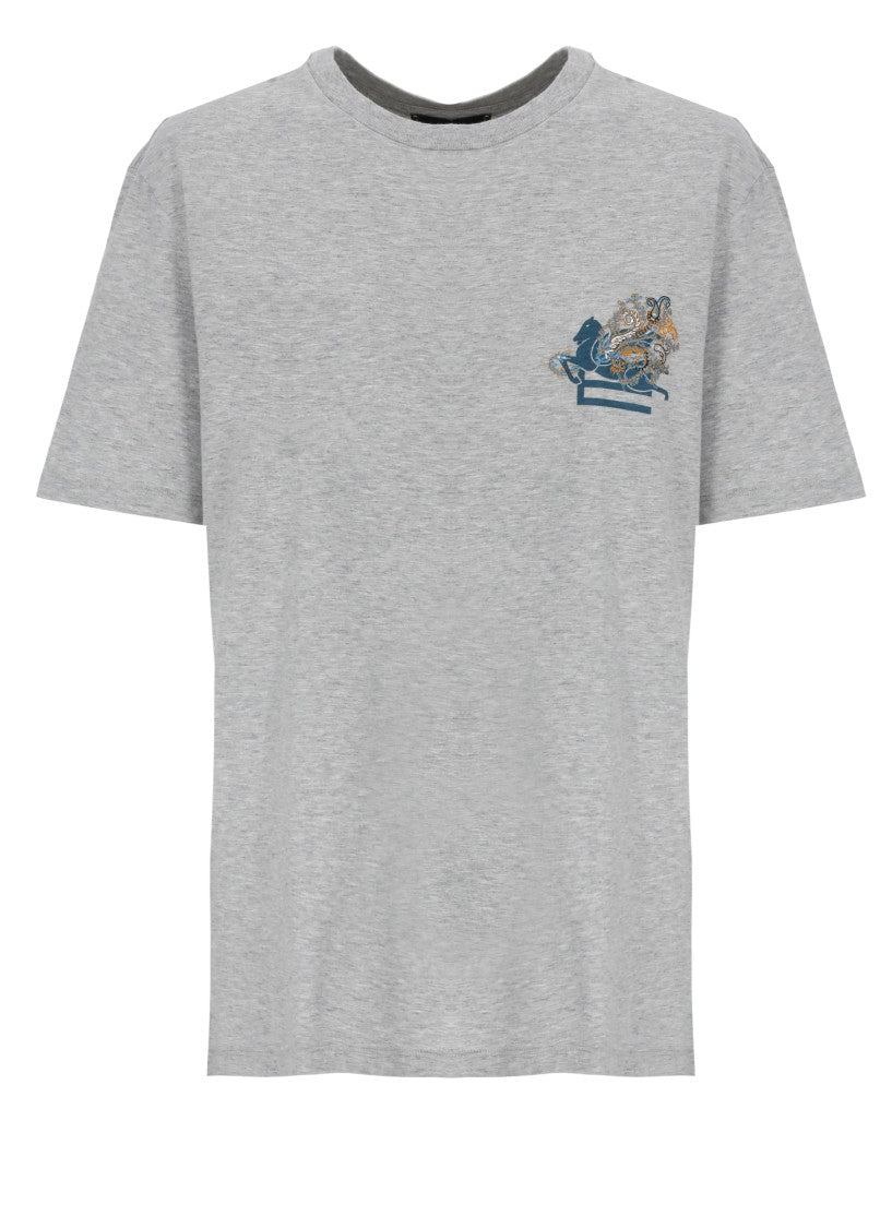 Etro Grey Cotton Pegasus T-Shirt