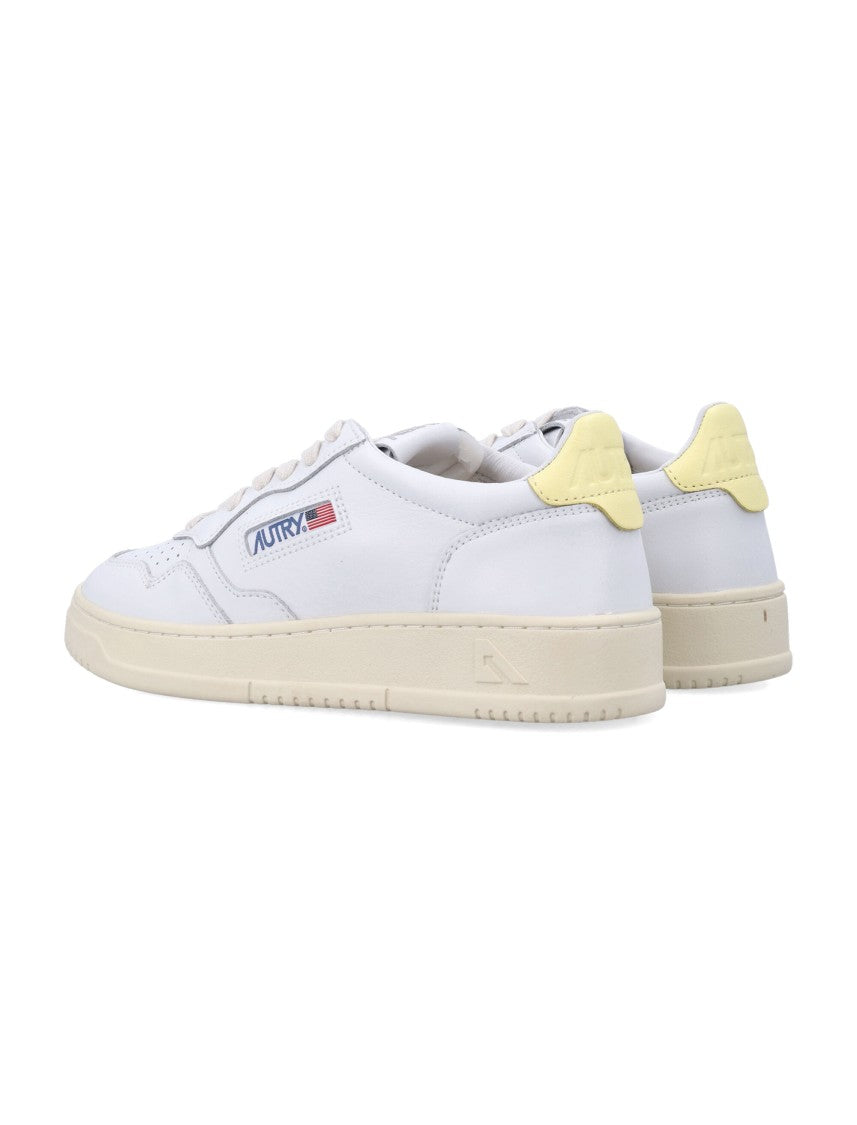 Autry Medalist Leather Low Sneakers White Lemon