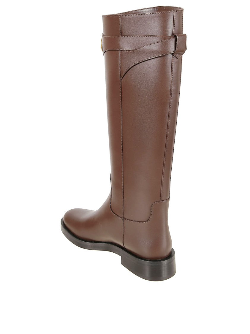 Valentino Garavani Buckle Fastening Tall Boots With Vlogo Detail