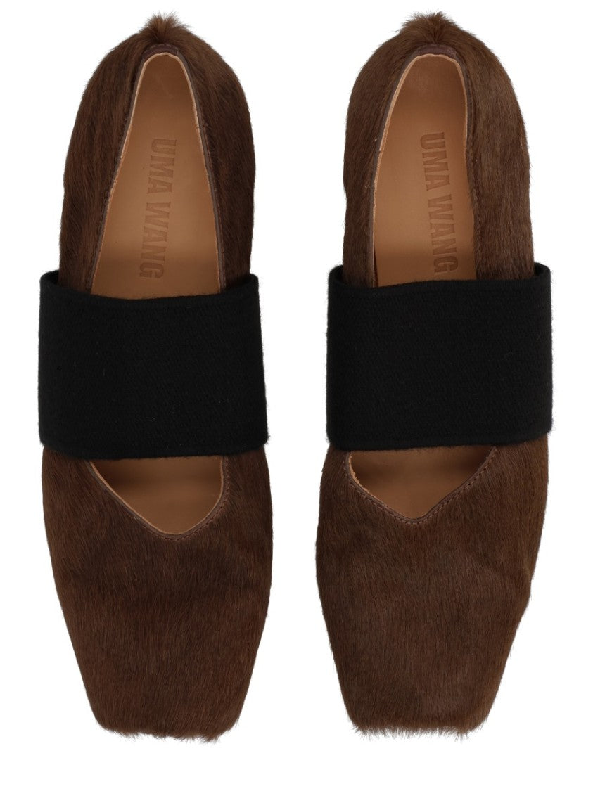 Uma Wang Square Toe Ballerina Textured Flats