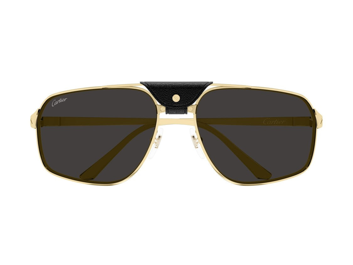 Cartier Gold Ct0651s Square Metal Leather Sunglasses