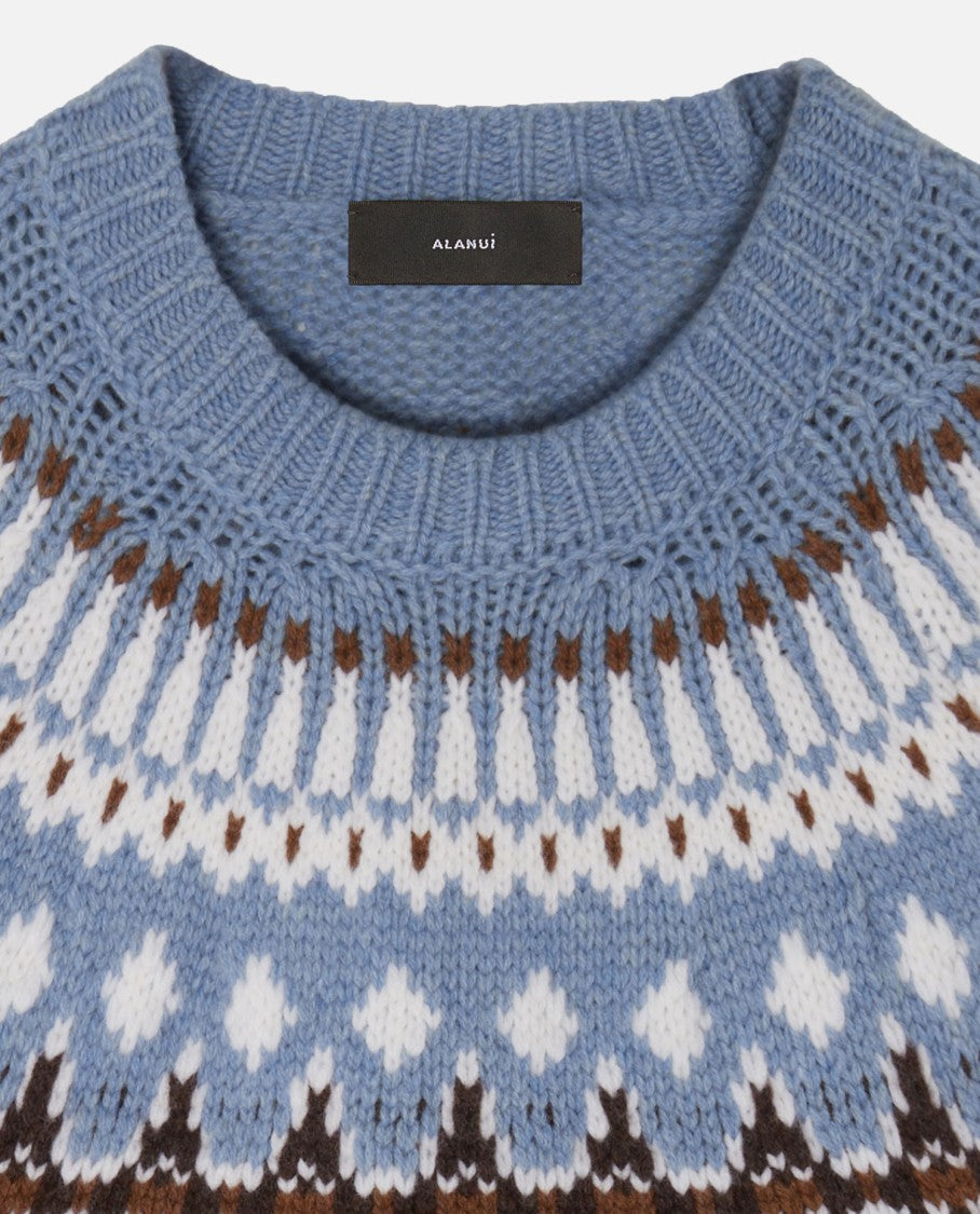 Alanui Geometric Pattern Wool Crewneck Sweater