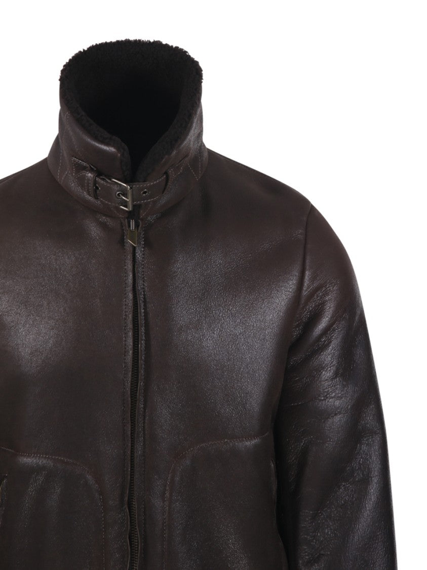 Salvatore Santoro Structured Dark Brown Sheepskin Jacket