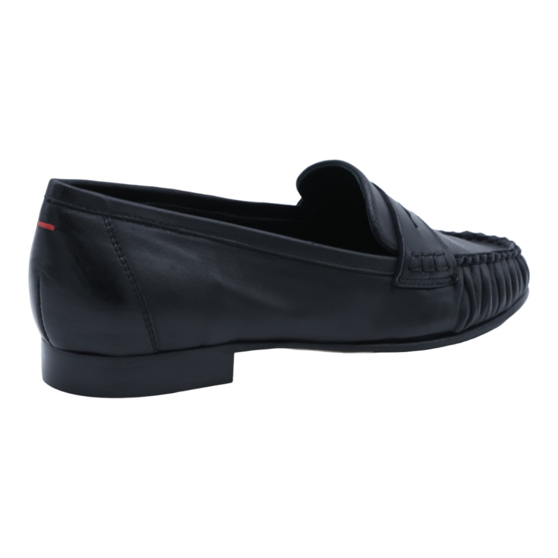 Aeydē Penny Loafer-Inspired Leather Flats With Gathered Stitching