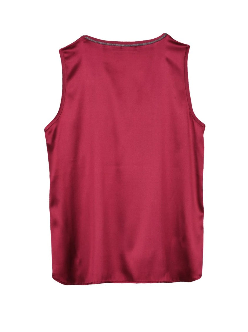 Panicale Red Satin Silk-Blend Top