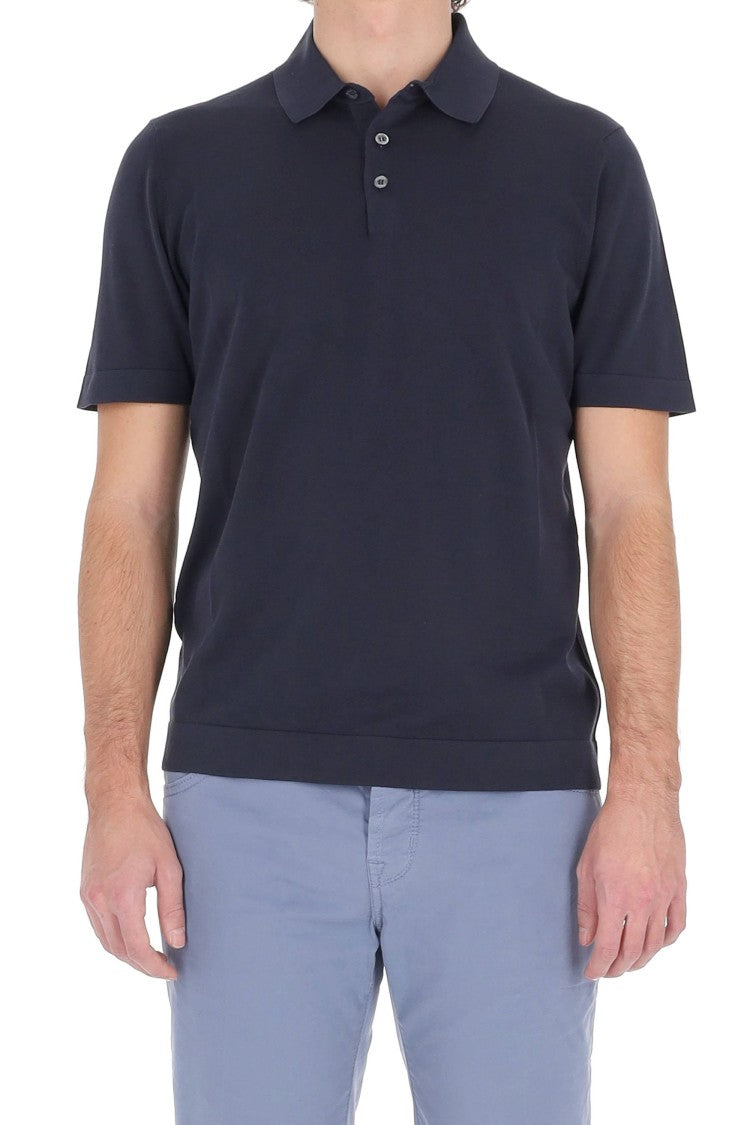 Drumohr Blue Ice Cotton Frosted Polo Shirt