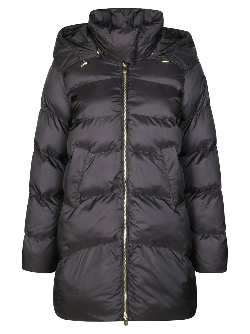 Pinko Hooded Technical Fabric Coat With Minimalist Design