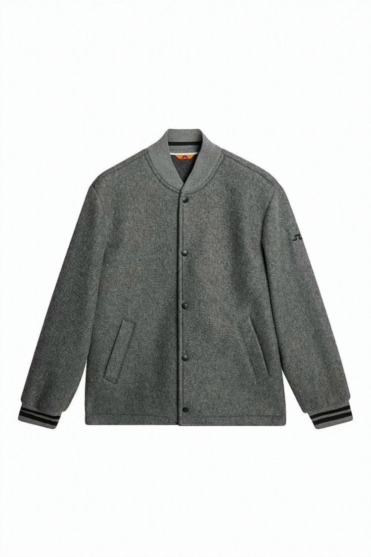 J Lindeberg Grey Wool-Blend Jacket And Ribbed Details
