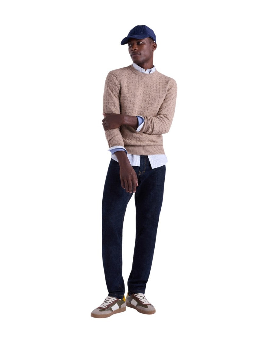 Harmont & Blaine Textured Wool Blend 3D Check Sweater