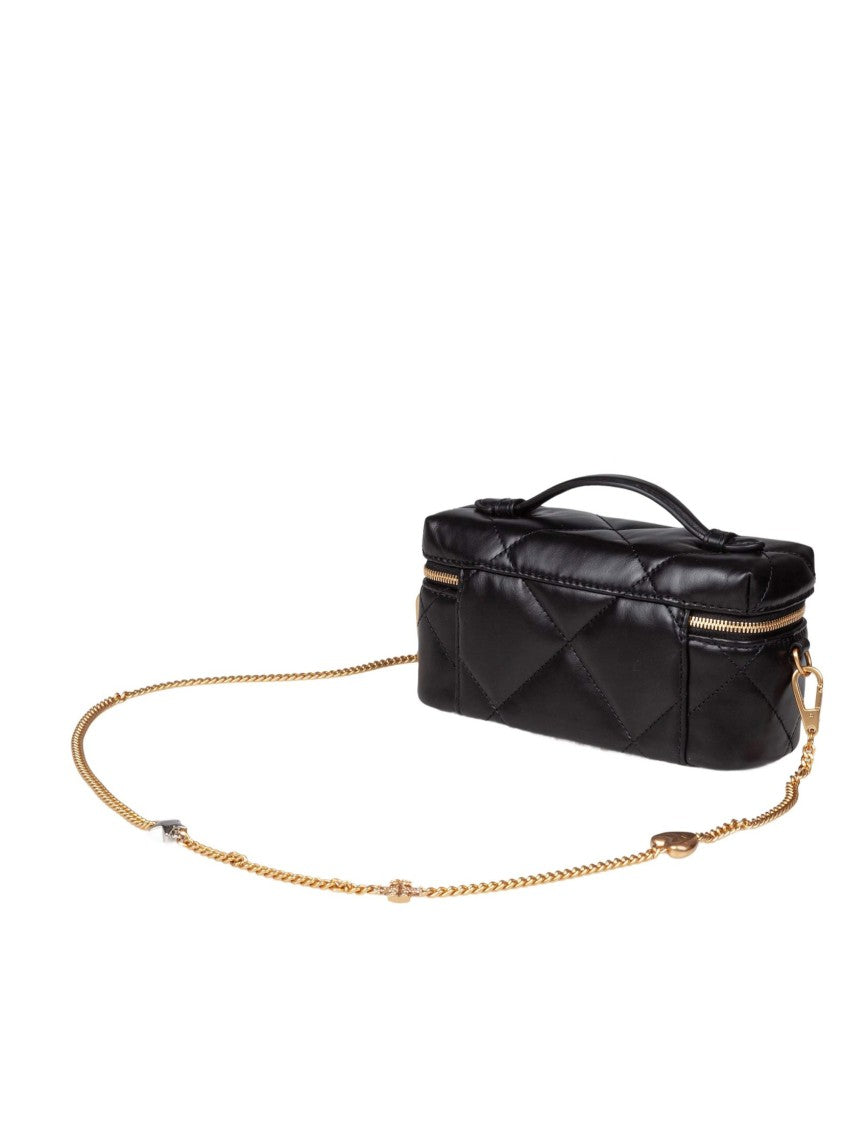 Tory Burch Kira Diamond Quilted Leather Jewelry Case, Black