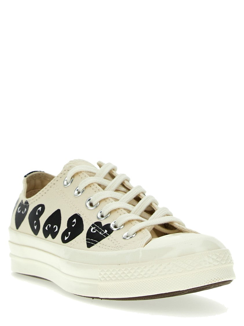 Comme Des Garçons Contrast Heart Print Canvas Sneakers