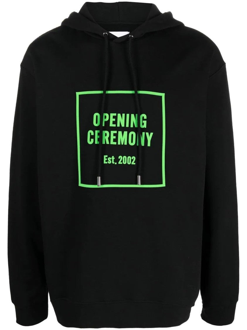 Opening Ceremony Black Hooded Sweatshirt With Neon Graphic Detail